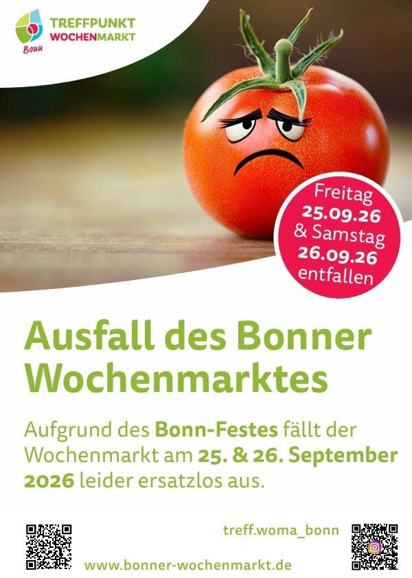 25. & 26. Sept. (Fr. & Sa.) - Ausfall des Bonner Wochenmarktes