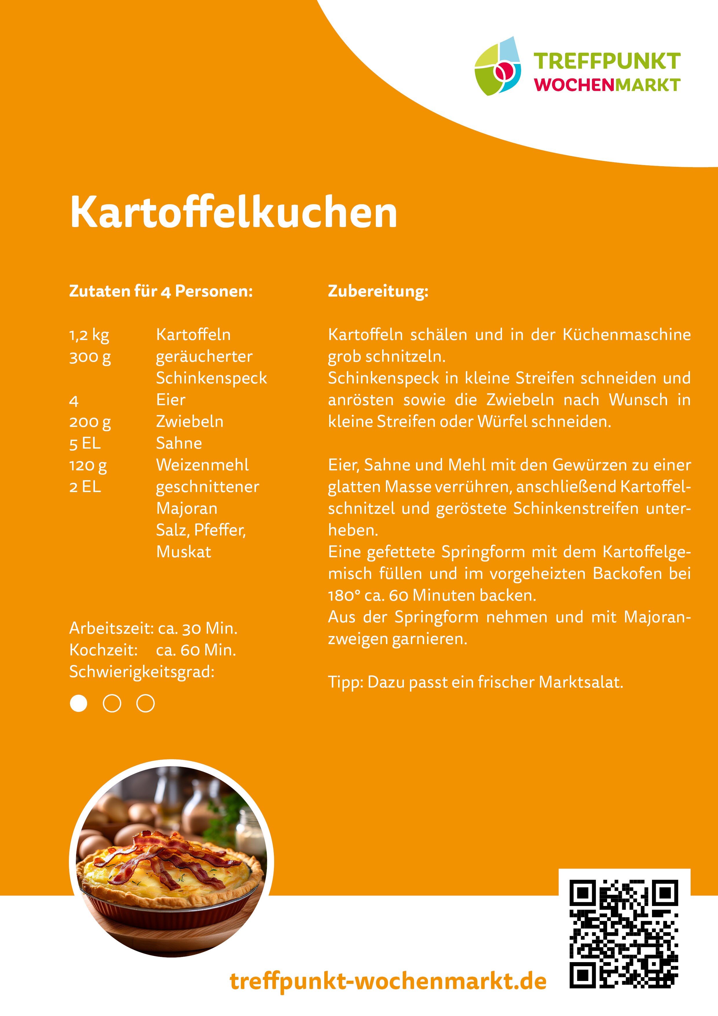 Kartoffelkuchen mit regionalen Marktprodukten